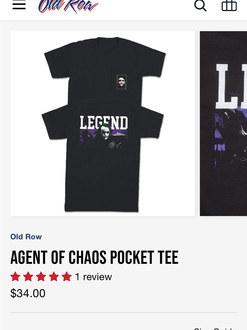 Old Row Age of Chaos Joker Legend T Shirt
